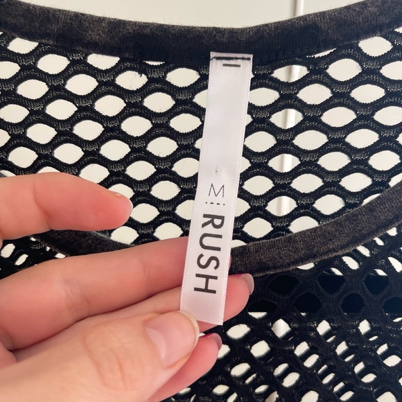 Black/Grey Acid Wash Tank Top w/ Mesh Neck - Picture 3 of 3